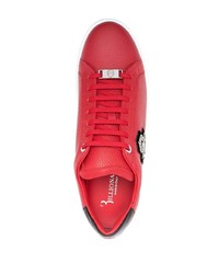 rote verzierte Leder niedrige Sneakers von Billionaire