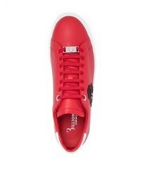 rote verzierte Leder niedrige Sneakers von Billionaire