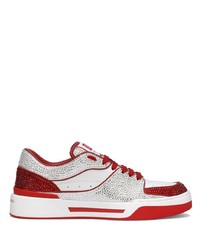rote verzierte Leder niedrige Sneakers von Dolce & Gabbana