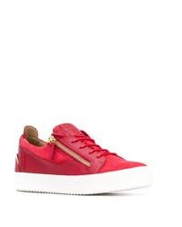 rote verzierte Leder niedrige Sneakers von Giuseppe Zanotti