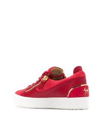 rote verzierte Leder niedrige Sneakers von Giuseppe Zanotti