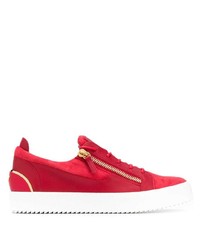 rote verzierte Leder niedrige Sneakers von Giuseppe Zanotti