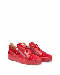 rote verzierte Leder niedrige Sneakers von Giuseppe Zanotti