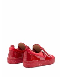 rote verzierte Leder niedrige Sneakers von Giuseppe Zanotti