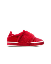 rote verzierte Leder niedrige Sneakers von Philipp Plein