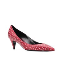 rote verzierte Leder Pumps von Saint Laurent