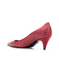 rote verzierte Leder Pumps von Saint Laurent