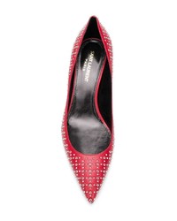 rote verzierte Leder Pumps von Saint Laurent