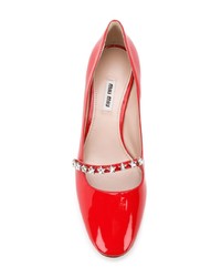 rote verzierte Leder Pumps von Miu Miu