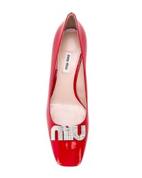 rote verzierte Leder Pumps von Miu Miu