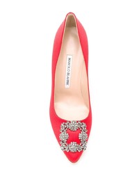 rote verzierte Leder Pumps von Manolo Blahnik