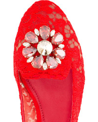 rote verzierte Leder Slipper von Dolce & Gabbana
