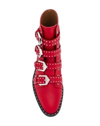 rote verzierte Leder Stiefeletten von Givenchy