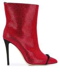 rote verzierte Leder Stiefeletten von Marco De Vincenzo