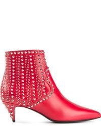 rote verzierte Leder Stiefeletten von Saint Laurent