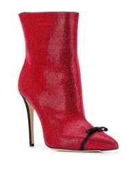 rote verzierte Leder Stiefeletten von Marco De Vincenzo