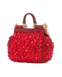 rote verzierte Leder Umhängetasche von Dolce & Gabbana