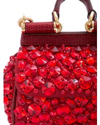 rote verzierte Leder Umhängetasche von Dolce & Gabbana