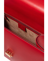 rote verzierte Leder Umhängetasche von Gucci