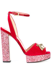 rote verzierte Sandalen von Gucci