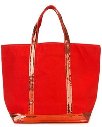 rote verzierte Shopper Tasche aus Pailletten