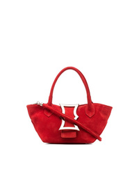 rote verzierte Shopper Tasche aus Wildleder