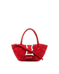 rote verzierte Shopper Tasche aus Wildleder von Dorateymur