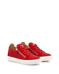 rote verzierte Wildleder niedrige Sneakers von Giuseppe Zanotti