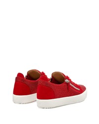 rote verzierte Wildleder niedrige Sneakers von Giuseppe Zanotti