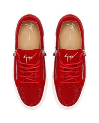 rote verzierte Wildleder niedrige Sneakers von Giuseppe Zanotti