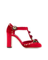 rote verzierte Wildleder Pumps von Dolce & Gabbana