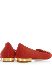 rote verzierte Wildleder Slipper von Charlotte Olympia