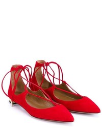 rote Wildleder Ballerinas von Aquazzura