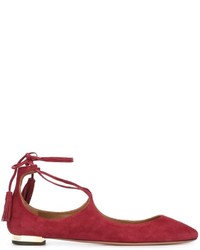 rote Wildleder Ballerinas von Aquazzura