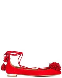 rote Wildleder Ballerinas von Aquazzura