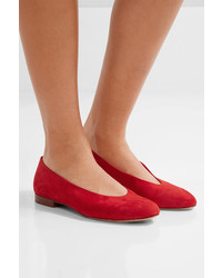 rote Wildleder Ballerinas von Mansur Gavriel