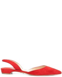 rote Wildleder Ballerinas von Paul Andrew