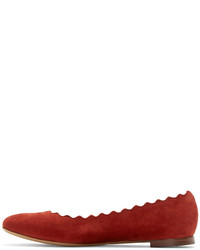 rote Wildleder Ballerinas von Chloé