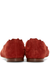 rote Wildleder Ballerinas von Chloé