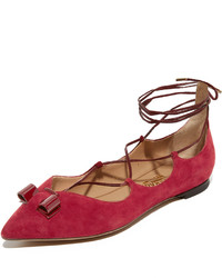 rote Wildleder Ballerinas von Salvatore Ferragamo