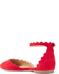 rote Wildleder Ballerinas von Chloé