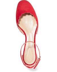 rote Wildleder Ballerinas von Chloé