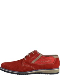 rote Wildleder Derby Schuhe von Bugatti