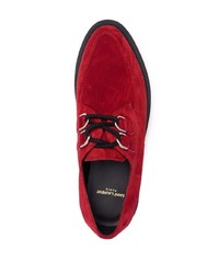 rote Wildleder Derby Schuhe von Saint Laurent