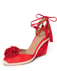 rote Wildleder Espadrilles von Aquazzura