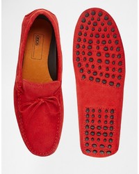 rote Wildleder Mokassins von Asos