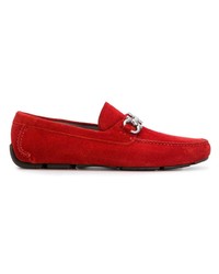 rote Wildleder Mokassins von Salvatore Ferragamo