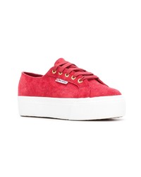 rote Wildleder niedrige Sneakers von Superga