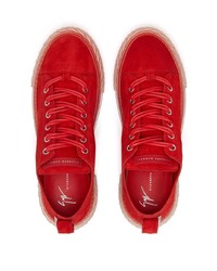 rote Wildleder niedrige Sneakers von Giuseppe Zanotti