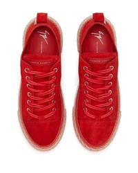 rote Wildleder niedrige Sneakers von Giuseppe Zanotti